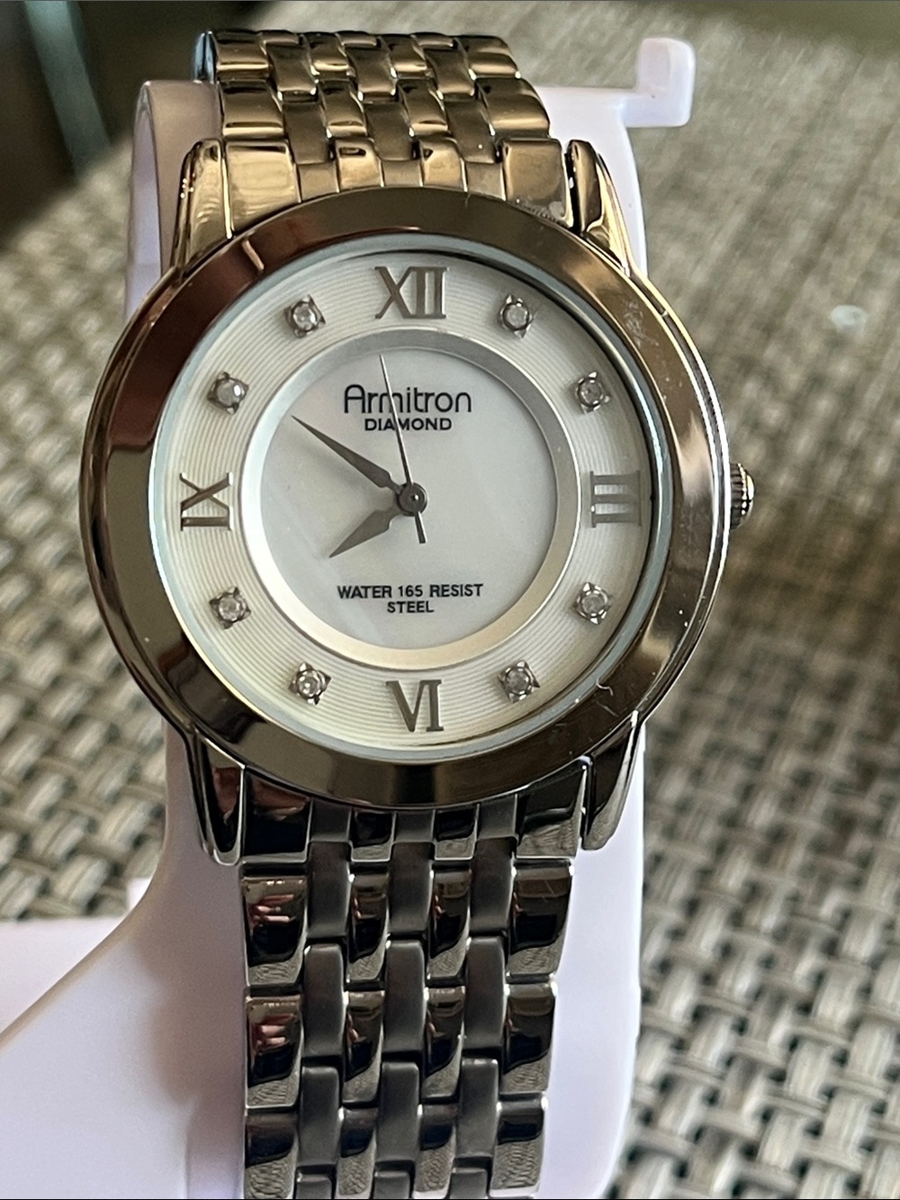 Armitron Women's Silver Stainless Steel Bracelet Watch with Diamond Accents